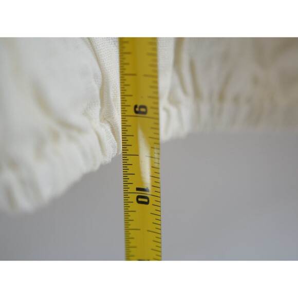 WeWoreWhat On Off Shoulder Top Tie Front Linen Blend Whisper White Sz Medium New - Picture 7 of 10